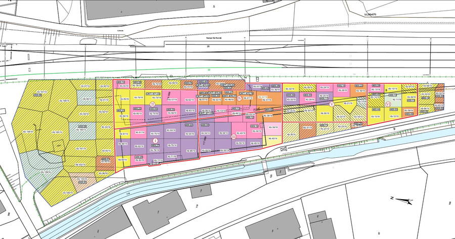 Grundwassersanierung Rivera Visualization of the various categories of pollution in the excavation plan.