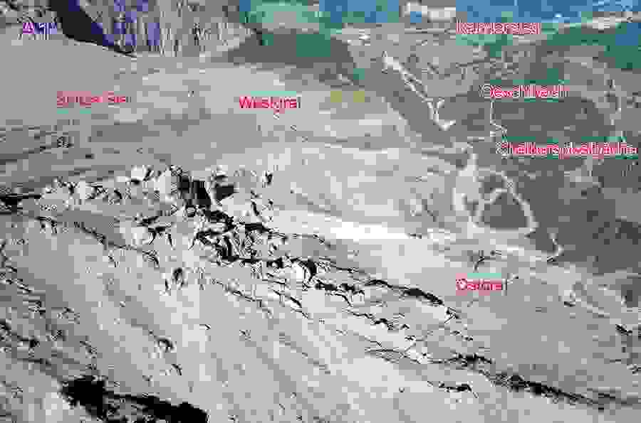 Image de drone du glissement au sud-est de l'arête. 