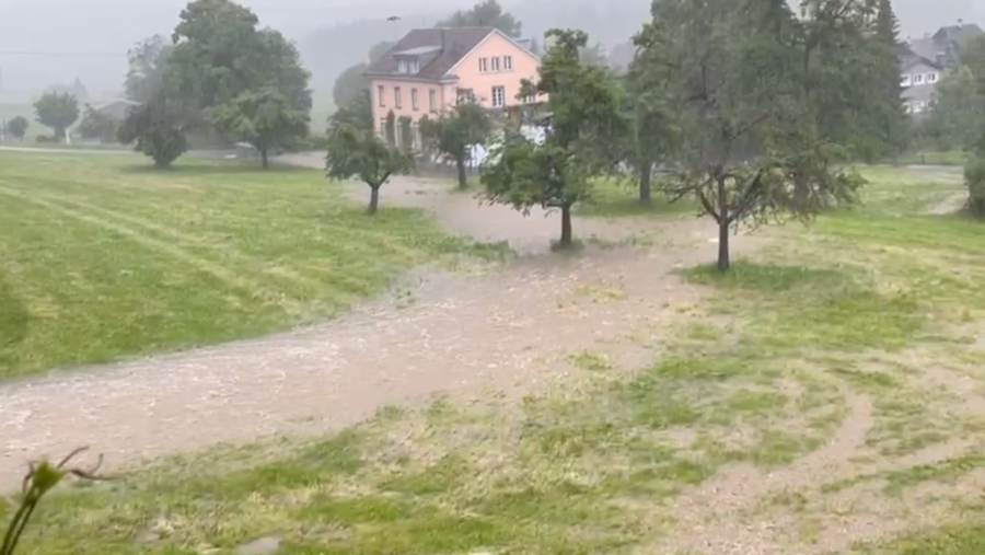 Oberflächenabfluss im Bezirk Pfäffikon. Foto vom 7.6.21.